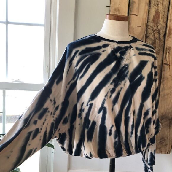 Young Fabulous & Broke Navy/Tan Tie Dye‎ Fleece Relaxed Sweatshirt Size Small - Picture 6 of 16